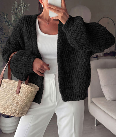 PRETTYGARDEN Women's Fall Cardigan Open Front Chunky Sweaters | Cozy Stretchy Knitwear, Long Sleeve Drop Shoulder, Loose Fit Crochet Jacket, Trendy Holiday Outfits, Warm Winter Clothing