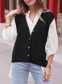 PRETTYGARDEN Womens Fall Sleeveless Button Down Sweater Vest  Soft Knit Fabric, Fashion Deep V Neck, Casual Loose Fit Sweater, Going Out Outfits, 2026 Trendy Winter Clothes