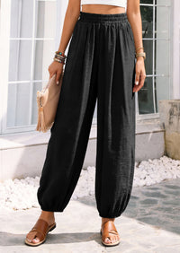 PRETTYGARDEN Womens 2026 Summer Casual Pants High Waisted Loose Wide Leg Palazzo Pockets Lounge Beach Travel Trousers Outfits