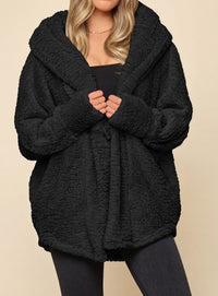 PRETTYGARDEN Women's Winter Warm Coats Hooded Faux Fur Sherpa Jacket  Fuzzy Fleece, Thumb Holes, Long Sleeve Pockets, Teddy Bear Jackets, Trendy Casual Fall Clothes, Holiday Going Out Outfits