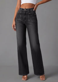 PRETTYGARDEN High Waisted Wide Leg Jeans for Women 2026 Trendy Baggy Straight Leg Stretchy Summer Denim Pants with Pockets