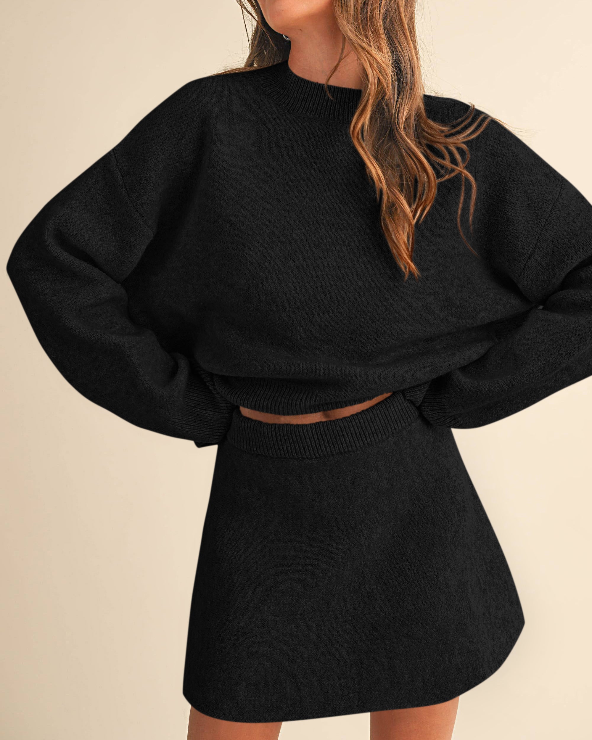 PRETTYGARDEN 2 Piece Sets For Women Sweater Mini Skirt Set