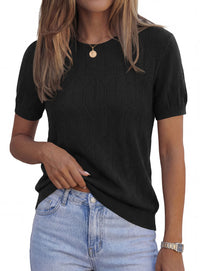 PRETTYGARDEN Women's 2026 Spring Short Sleeve Sweater Knit Going Out Tops Work Shirts Trendy Summer Business Casual Outfits