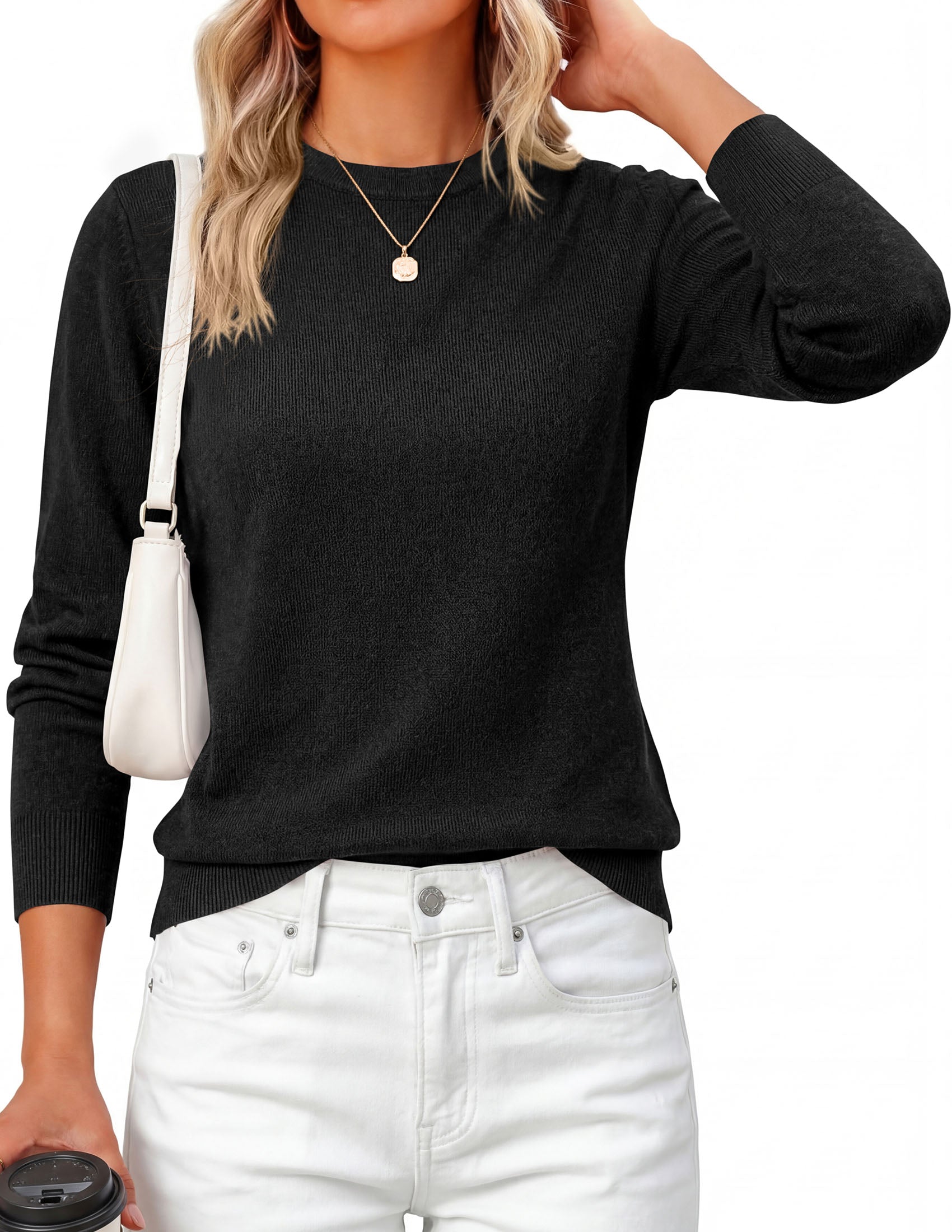 PRETTYGARDEN Womens Fall Basic Long Sleeve Sweater | Soft Knit Fabric, Classic Crew Neck Sweaters, Loose Fit Sweater, Casual Going Out Outfits, 2026 Winter Trendy Clothes