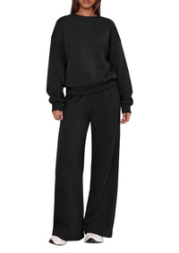 PRETTYGARDEN 2 Piece Lounge Sets for Women Casual Sweatsuits | Soft Stretchy,Drop Shoulder Crew Neck Sweatshirt & Wide Leg Pants,Workout Airport Matching Set Tracksuit,Fall Winter Outfits