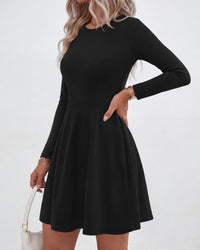 PRETTYGARDEN Women Basic Long Sleeve Crewneck Mini Dress