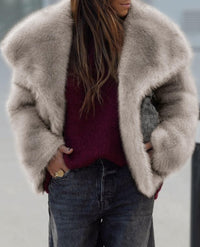 PRETTYGARDEN Womens Winter Coats Trendy Long Sleeve Furry Faux Fur Jackets Button Lapel Warm Fall Outwear with Pockets PRETTYGARDEN