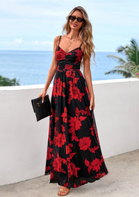 PRETTYGARDEN Women's Floral Maxi Dress Summer Outfits Spaghetti Strap Flowy Long Sundress Beach Vacation Boho Dresses PRETTYGARDEN