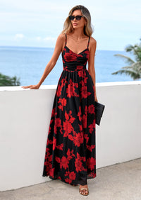 PRETTYGARDEN Women's Floral Maxi Dress Summer Outfits Spaghetti Strap Flowy Long Sundress Beach Vacation Boho Dresses PRETTYGARDEN