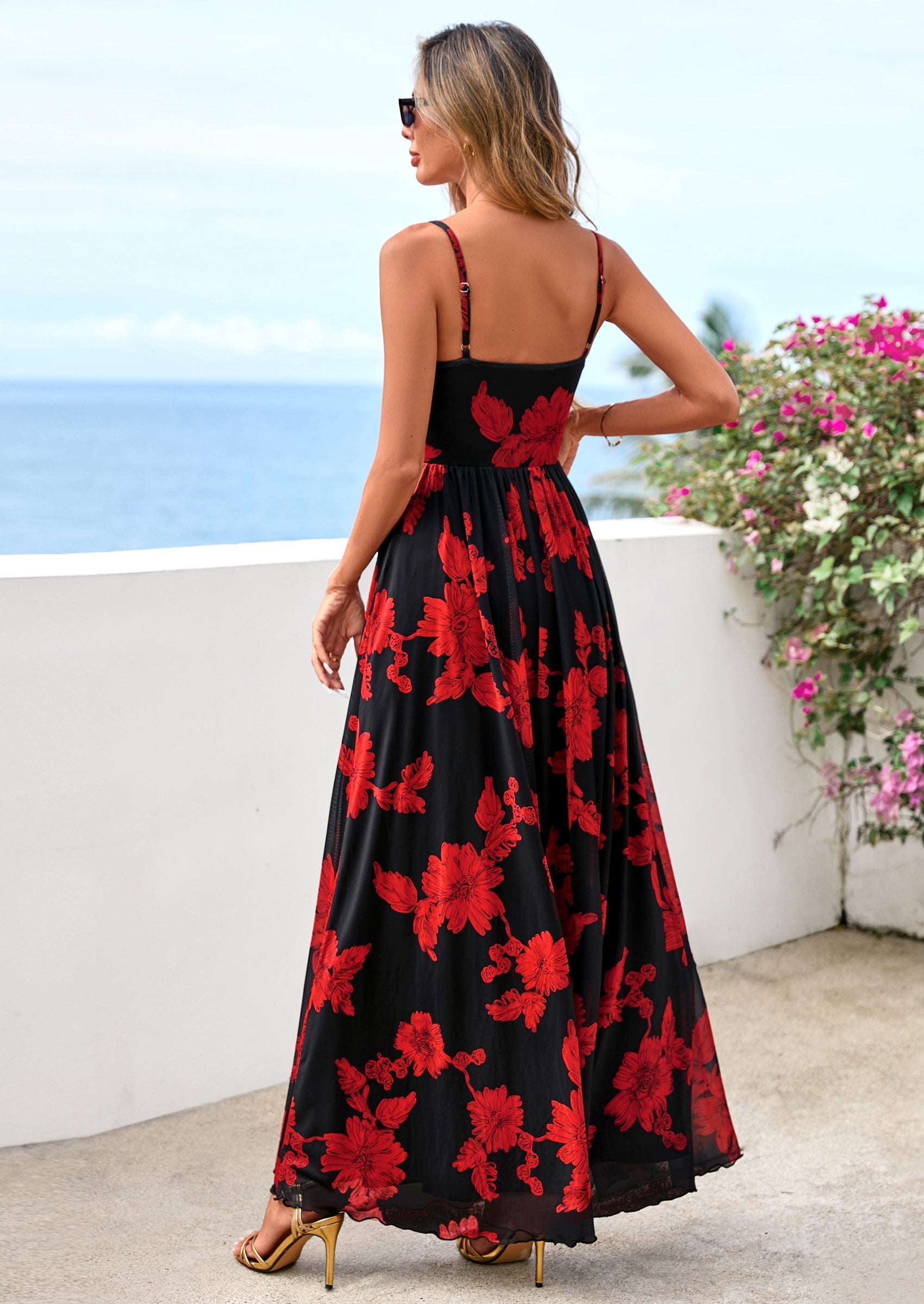 PRETTYGARDEN Women's Floral Maxi Dress Summer Outfits Spaghetti Strap Flowy Long Sundress Beach Vacation Boho Dresses PRETTYGARDEN