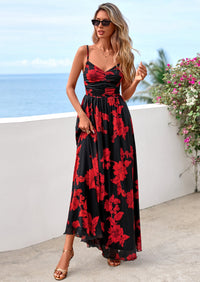 PRETTYGARDEN Women's Floral Maxi Dress Summer Outfits Spaghetti Strap Flowy Long Sundress Beach Vacation Boho Dresses PRETTYGARDEN