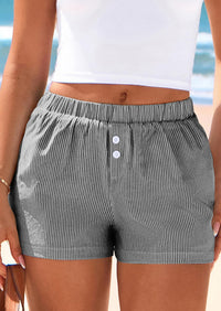 BTFBM Striped Boxer Shorts for Women Summer Elastic Waist Y2k Vacation Beach Bottoms Lounge Sleep Pj Pajama Shorts