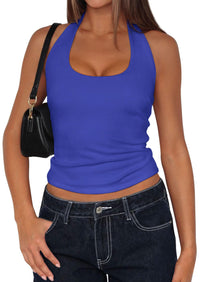 PRETTYGARDEN Women's Summer Halter Tank Tops Y2K Sleeveless Slim Fitted Backless Shirts Going Out Spring Workout Clothes PRETTYGARDEN