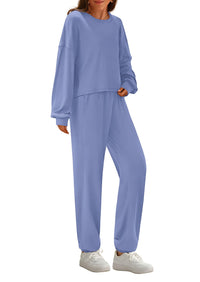 PRETTYGARDEN Women's Two Piece Outfits Lounge Sets Long Sleeve Pullover Tops Sweatpants Fall Fashion Matching Clothing