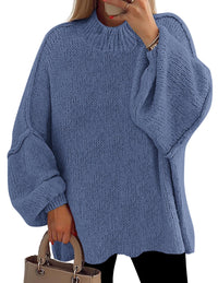 PRETTYGARDEN Women's Fall Oversized Sweaters Chunky Knit Mock Neck Long Sleeve Casual Trendy Pullover Winter Clothes PRETTYGARDEN