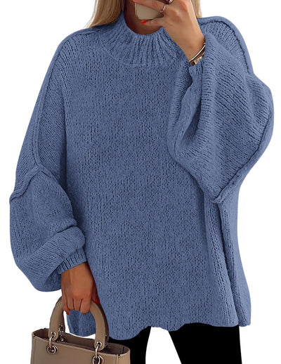 PRETTYGARDEN Women's Fall Oversized Sweaters Chunky Knit Mock Neck Long Sleeve Casual Trendy Pullover Winter Clothes PRETTYGARDEN