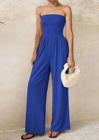 PRETTYGARDEN Tube Jumpsuits for Women Dressy Casual Off Shoulder Wide Leg Rompers Jumper One Piece Vacation Summer Outfits PRETTYGARDEN