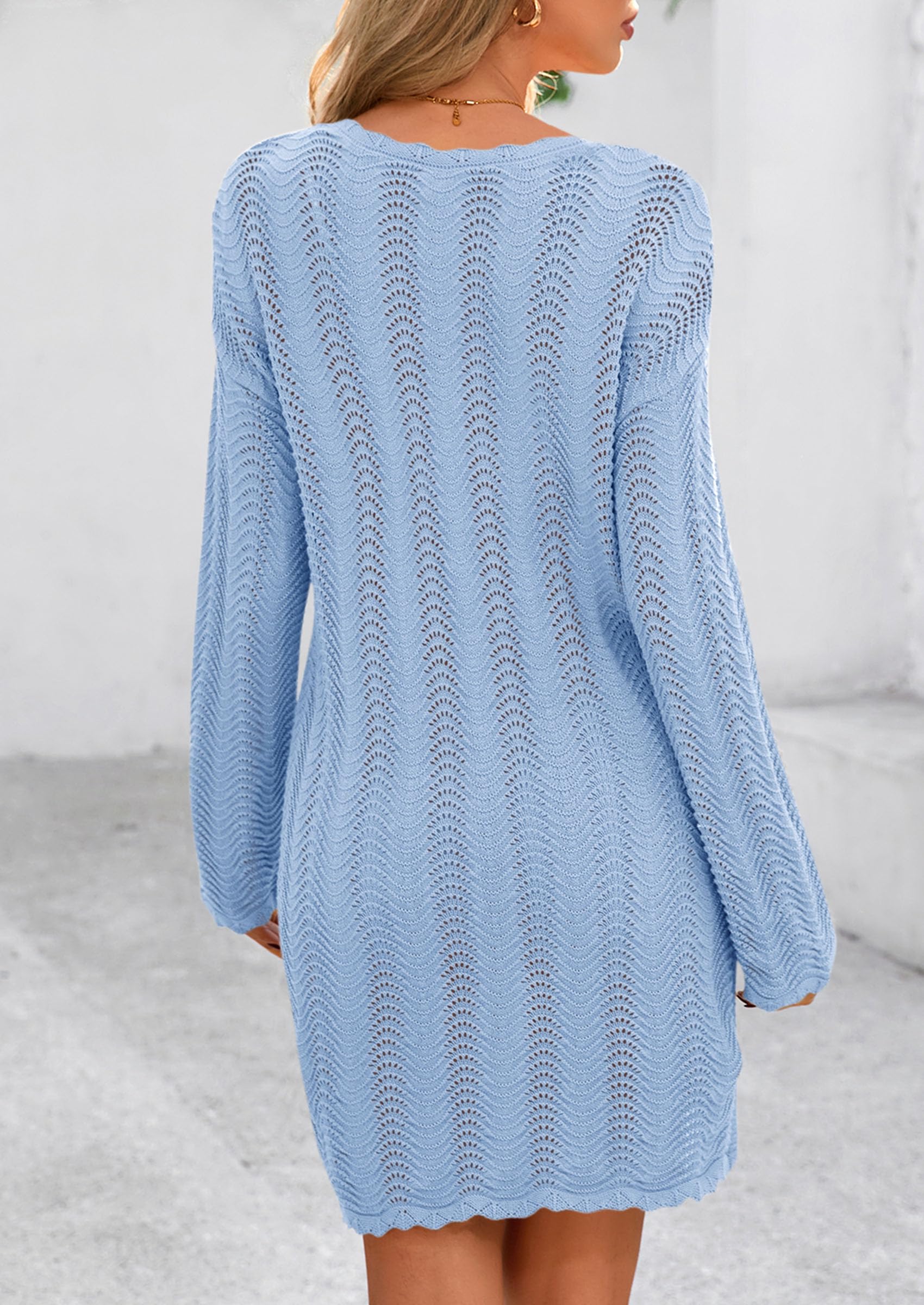 PRETTYGARDEN Women's Swimsuit Cover Up Summer Bathing Suit Swimwear Crochet Knit Dress Fashion Beach Vacation Clothes