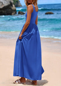 PRETTYGARDEN Womens Summer Casual Scoop Neck Sleeveless Long Dresses Tank Top Patchwork Aline Swing Maxi Dress with Pockets