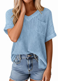 PRETTYGARDEN Women's Spring Short Sleeve Sweaters Lightweight V Neck Casual Going Out Summer T PRETTYGARDEN