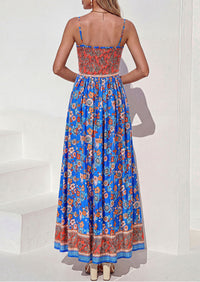 PRETTYGARDEN Womens Floral Maxi Dress Boho Casual Summer Spaghetti Strap Smocked Sleeveless Flowy Beach Vacation Dresses