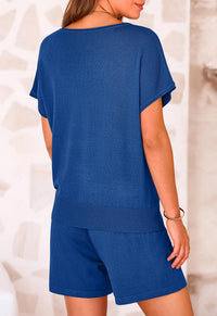 PRETTYGARDEN Two Piece Set for Women Summer Lounge Sets Shorts And Short Sleeve Tops Knitted Matching Travel Spring Outfits PRETTYGARDEN