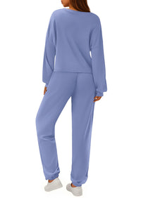 PRETTYGARDEN Women's Two Piece Outfits Lounge Sets Long Sleeve Pullover Tops Sweatpants Fall Fashion Matching Clothing