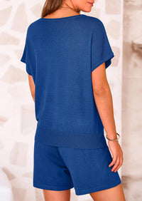 PRETTYGARDEN Two Piece Set for Women Summer Lounge Sets Shorts And Short Sleeve Tops Knitted Matching Travel Spring Outfits PRETTYGARDEN