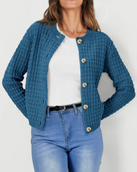 Knit Cardigan Long Sleeve Open Front Button Down Jacket