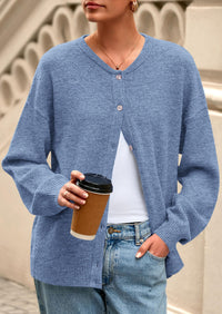 PRETTYGARDEN Fall Long Sleeve Cardigans for Women Trendy Open Front Winter Button Down Crewneck Soft Knit Sweater Jacket