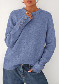 PRETTYGARDEN Womens Sweaters Fall Fashion Casual Crewneck Pullover Button Long Sleeve Cute Knit Tops Winter Clothes