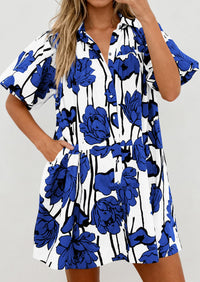 PRETTYGARDEN Womens Summer Dresses 2026 Casual Puff Sleeve Button Down Mini Shirt Dress Boho Floral Babydoll Sun Dress PRETTYGARDEN