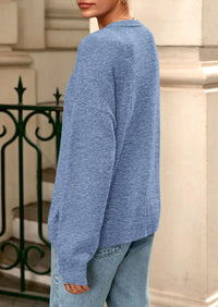 PRETTYGARDEN Fall Long Sleeve Cardigans for Women Trendy Open Front Winter Button Down Crewneck Soft Knit Sweater Jacket