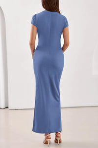 PRETTYGARDEN Womens Summer Maxi Dresses Casual Short Sleeve Crewneck Knit Slit T Shirt Dress Spring Long Beach Sundress PRETTYGARDEN