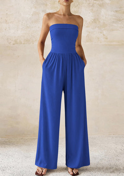 PRETTYGARDEN Tube Jumpsuits for Women Dressy Casual Off Shoulder Wide Leg Rompers Jumper One Piece Vacation Summer Outfits PRETTYGARDEN