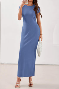 PRETTYGARDEN Womens Summer Maxi Dresses Casual Short Sleeve Crewneck Knit Slit T Shirt Dress Spring Long Beach Sundress PRETTYGARDEN