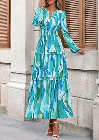 PRETTYGARDEN Women's Fall Boho Maxi Dresses Floral Long Sleeve V Neck Flowy Elegant Wedding Guest Dress Vacation Outfits