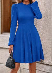 PRETTYGARDEN Womens Long Sleeve Mini Dress Fall Crewneck Ribbed Knit Soft A Line Flowy Casual Short Dresses with Pockets