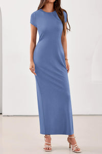 PRETTYGARDEN Womens Summer Maxi Dresses Casual Short Sleeve Crewneck Knit Slit T Shirt Dress Spring Long Beach Sundress PRETTYGARDEN