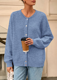 PRETTYGARDEN Fall Long Sleeve Cardigans for Women Trendy Open Front Winter Button Down Crewneck Soft Knit Sweater Jacket