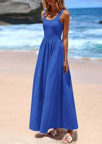 PRETTYGARDEN Womens Summer Casual Scoop Neck Sleeveless Long Dresses Tank Top Patchwork Aline Swing Maxi Dress with Pockets