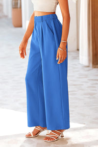 Causal Wide Leg Pants High Elastic Waisted Long Work Office Suit Pants