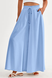 Summer Wide Leg High Waisted Flowy Pockets Palazzo Pants