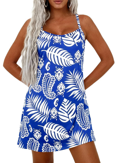 PRETTYGARDEN Women's Summer Dresses Casual Print Spaghetti Strap Sleeveless Sundress Beach Vacation Cover Ups PRETTYGARDEN