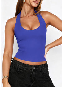 PRETTYGARDEN Women's Summer Halter Tank Tops Y2K Sleeveless Slim Fitted Backless Shirts Going Out Spring Workout Clothes PRETTYGARDEN