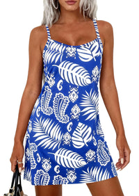 PRETTYGARDEN Women's Summer Dresses Casual Print Spaghetti Strap Sleeveless Sundress Beach Vacation Cover Ups PRETTYGARDEN