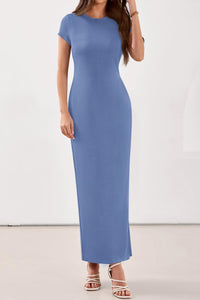 PRETTYGARDEN Womens Summer Maxi Dresses Casual Short Sleeve Crewneck Knit Slit T Shirt Dress Spring Long Beach Sundress PRETTYGARDEN