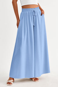 Summer Wide Leg High Waisted Flowy Pockets Palazzo Pants