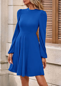 PRETTYGARDEN Womens Long Sleeve Mini Dress Fall Crewneck Ribbed Knit Soft A Line Flowy Casual Short Dresses with Pockets