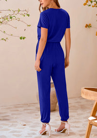 PRETTYGARDEN Jumpsuits for Women Dressy Summer Casual Short Sleeve Romper Spring Airport Beach Vacation Travel Outfits